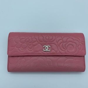 Chanel lambskin Camellia long Wallet